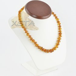 Amber necklace polished cognac baroque